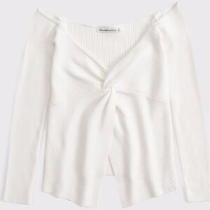 Abercrombie & Fitch Cream Ribbed Scoop-Neck Top